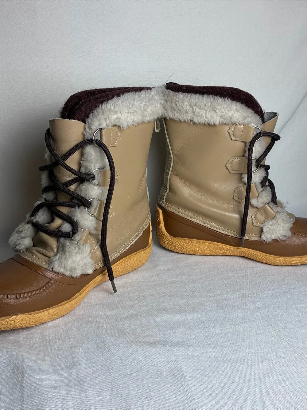 Vintage Sorel Nanook Kaufman Boots Leather Shearling Winter Duck Boots Womens 8
